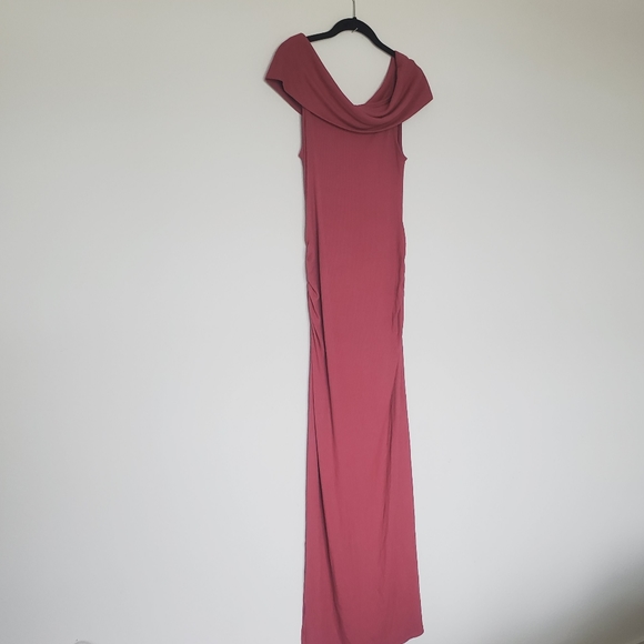Motherhood Maternity Off The Shoulder Rib Knit Maxi Dress Rose Small - Picture 9 of 11